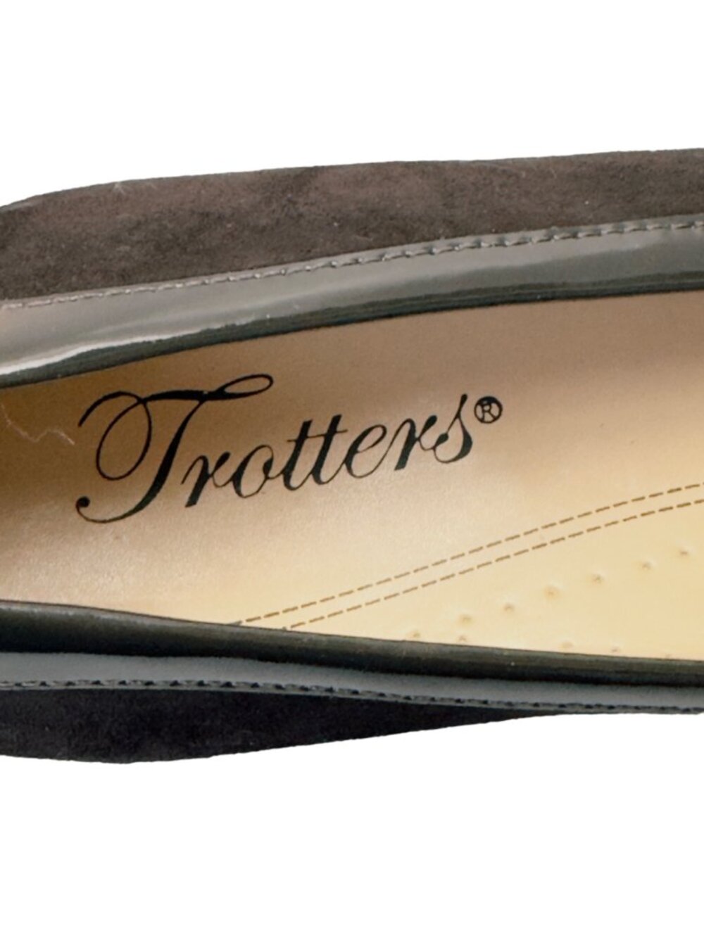TROTTERS Brown Suede Patent Leather Trim Low Heels Women’s Shoes Size 7 - Picture 10 of 12